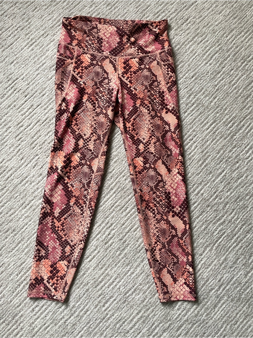 Old Navy Pink and Brown Snake-Print Leggings